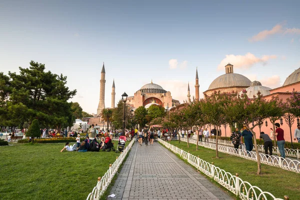 Стамбул Близько Серпня 2019 Sunset Hagia Sophia Стамбул — стокове фото