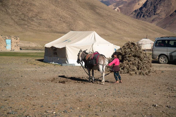 Autostrada Del Pamir Tagikistan Cicra Agosto 2019 Persone Nel Villaggio — Foto Stock
