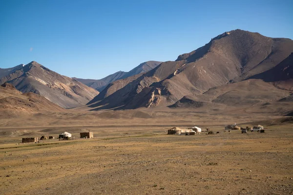 Dorf Mit Jurten Nahe Der Pamir Autobahn Tadschikistan — Stockfoto
