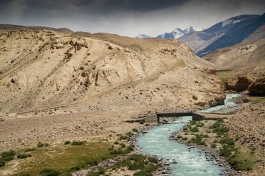 Wakhan Nehri'nin arkasındaki Afganistan'daki Wakhan Koridoru'na bakın. Tacikistan tarafında Pamir karayolu alınan.