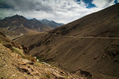 Wakhan Nehri'nin arkasındaki Afganistan'daki Wakhan Koridoru'na bakın. Tacikistan tarafında Pamir karayolu alınan.