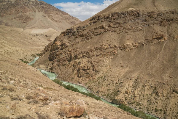 Vista Para Corredor Wakhan Afeganistão Atrás Rio Wakhan Tirado Estrada — Fotografia de Stock