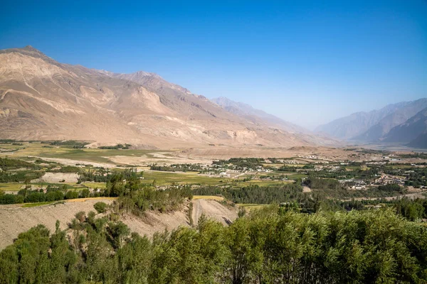 View to Ishkashim city from mountain in Afghanistan