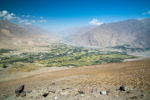 View to Ishkashim city from mountain in Afghanistan