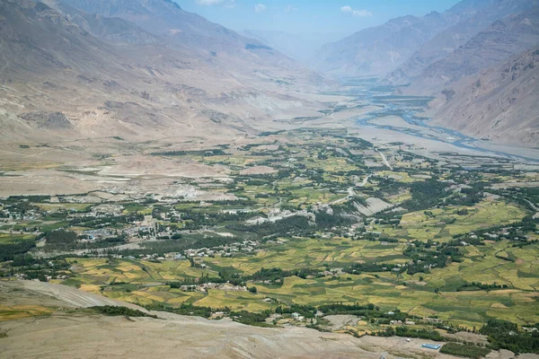 Vista Para Cidade Ishkashim Montanha Afeganistão — Fotografia de Stock