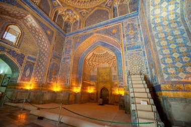 Samarkand, Uzbekistan, Circa September 2019  The interior of the mosque in the Tilla-Kari Madrasah on the Registan square, Samarkand, Uzbekistan