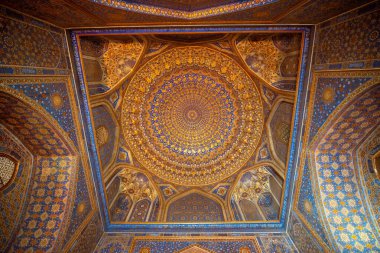 Samarkand, Uzbekistan, Circa September 2019  The interior of the mosque in the Tilla-Kari Madrasah on the Registan square, Samarkand, Uzbekistan