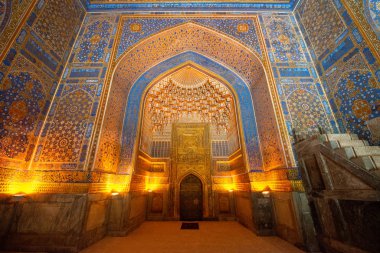 Samarkand, Uzbekistan, Circa September 2019  The interior of the mosque in the Tilla-Kari Madrasah on the Registan square, Samarkand, Uzbekistan