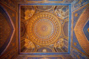 Samarkand, Uzbekistan, Circa September 2019  The interior of the mosque in the Tilla-Kari Madrasah on the Registan square, Samarkand, Uzbekistan