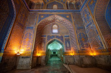 Samarkand, Uzbekistan, Circa September 2019  The interior of the mosque in the Tilla-Kari Madrasah on the Registan square, Samarkand, Uzbekistan