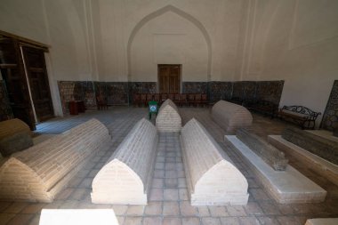 Samarkand, Uzbekistan, circa september 2019: Tombs in Gur Emir mausoleum of the asian famous historical personality Tamerlane or Amir Timur in Samarkand, Uzbekistan