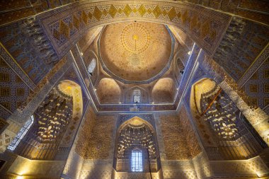 Samarkand, Uzbekistan, circa september 2019: Interior of Gur Emir mausoleum of the asian famous historical personality Tamerlane or Amir Timur in Samarkand, Uzbekistan