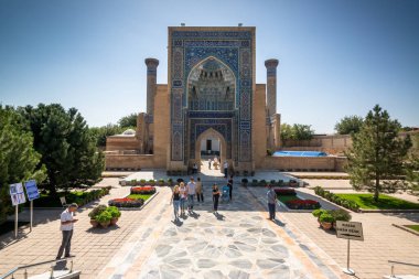 Samarkand, Uzbekistan, circa september 2019: Gur Emir mausoleum of the asian famous historical personality Tamerlane or Amir Timur in Samarkand, Uzbekistan