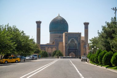 Samarkand, Uzbekistan, circa september 2019: Gur Emir mausoleum of the asian famous historical personality Tamerlane or Amir Timur in Samarkand, Uzbekistan