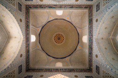 Samarkand, Uzbekistan, circa september 2019: Interior of Bibi-Khanym Mosque in Samarkand, Uzbekistan.