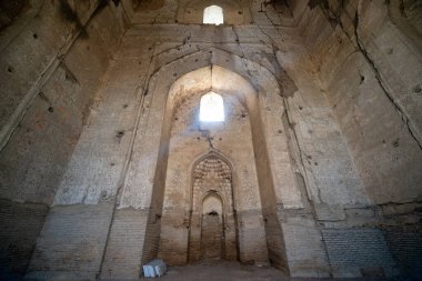 Samarkand, Uzbekistan, circa september 2019: Interior of Bibi-Khanym Mosque in Samarkand, Uzbekistan.