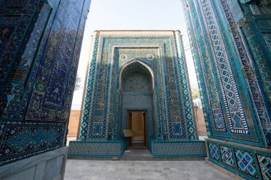 Samarkand, Uzbekistan, circa september 2019: Historical necropolis and mausoleums of Shakhi Zinda, Samarkand, Uzbekistan.