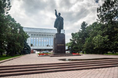 Bishkek, Kyrgyzstan, circa september 2019: Statue of Vladimir Ilyich Lenin in Bishkek, Kyrgyzstan