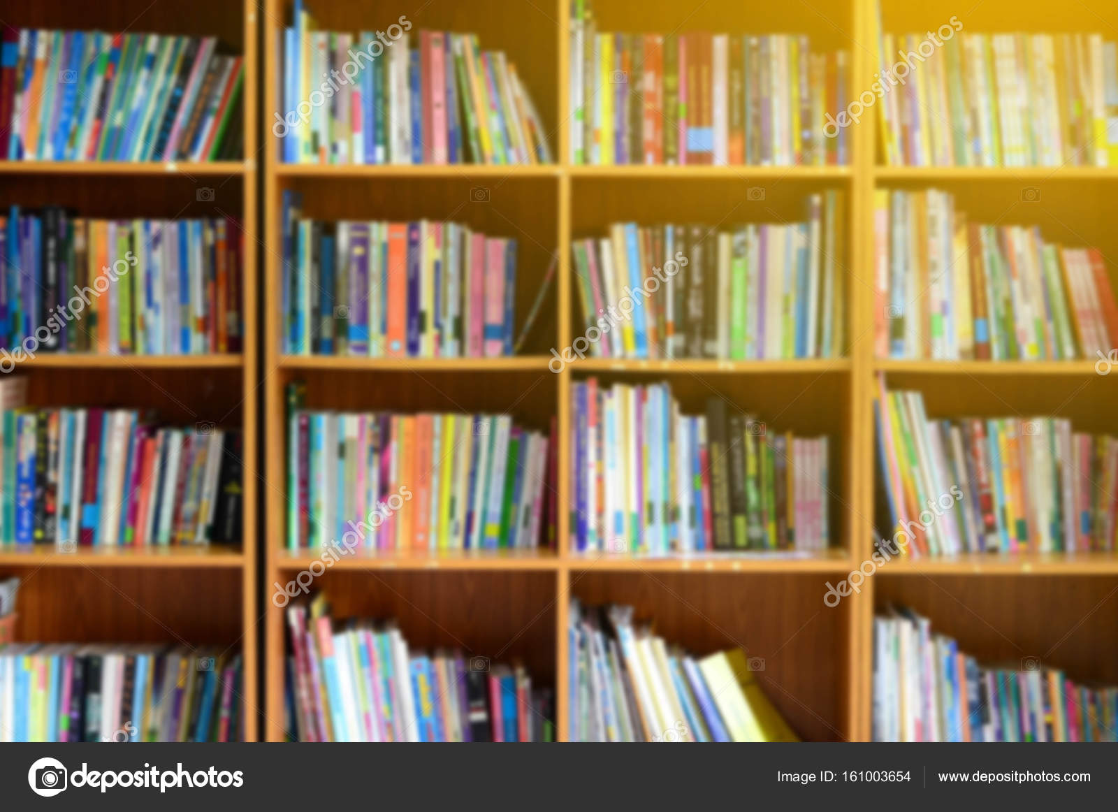 Blurred Bookshelf In Library Room In School Stock Photo