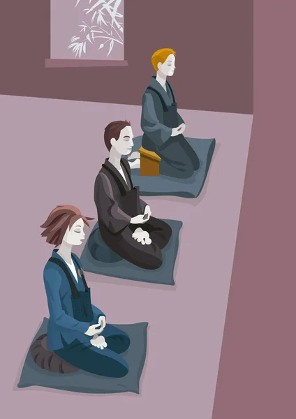 Grupo de Personas Meditación Zen — Archivo Imágenes Vectoriales