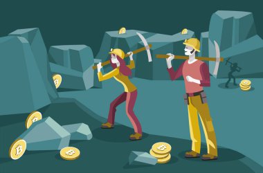 Bitcoin bir madende çalışan madencilerin 