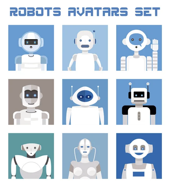 Conjunto de Avatares de Robôs —  Vetores de Stock