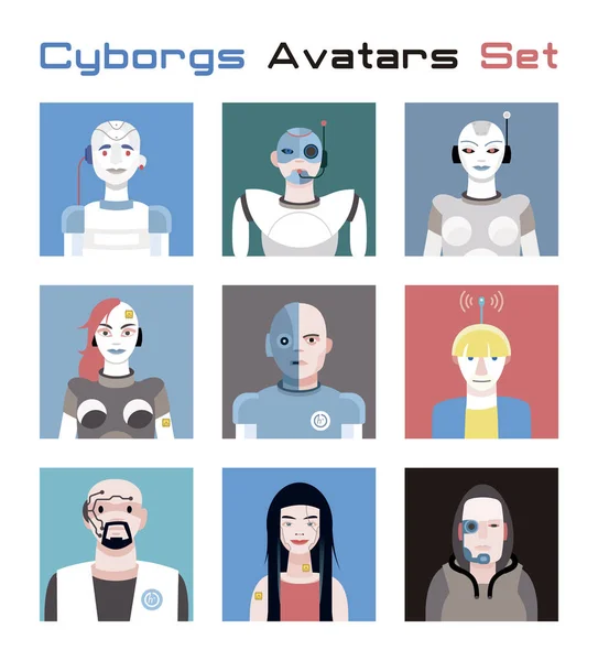 Kiborgok avatarok készlet — Stock Fotó