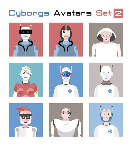 Cyborgs Avatars Set 2 — Stock Vector