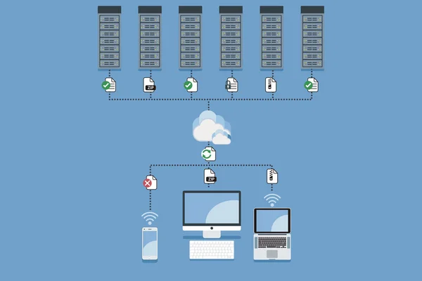 Concept d'hébergement Cloud Computing — Image vectorielle