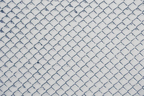 Chain Link Fence Snow Sunny Winter Day — Stock Photo, Image