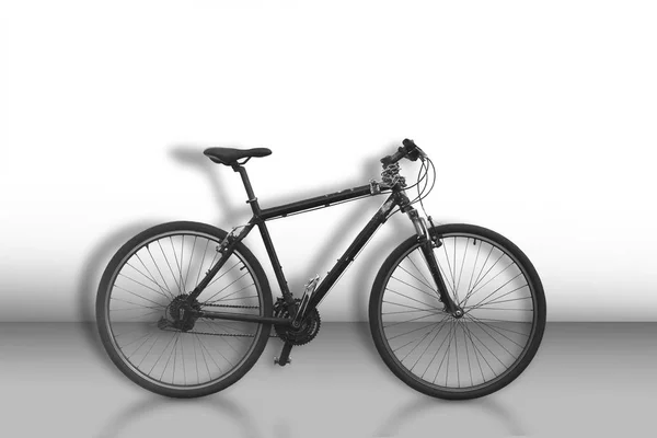 Schwarzes Fahrrad Auf Spärlichem Monochromen Hintergrund — Stockfoto