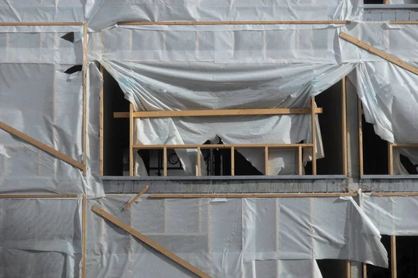 Fachada Envuelta Del Edificio Construcción — Foto de Stock