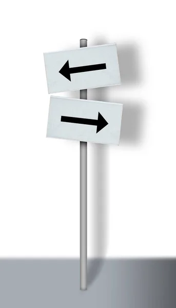 Sparse Design Signpost Arrows Pointing Directions Indicating Choice Dilemma — Stock Photo, Image