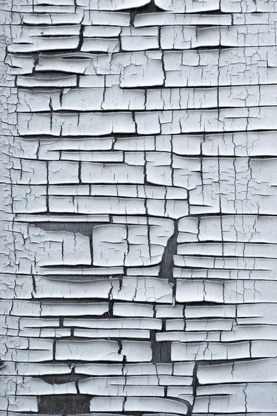 Cracked Flaking White Paint Old Wooden Wall — Stock Photo, Image