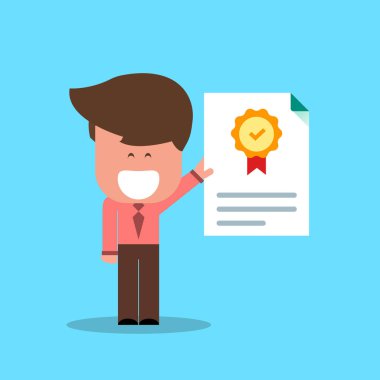 Gösterilen bir sertifika, okul kitapları için çocuk illüstrasyon iş adamı. Nesneleri ayırın