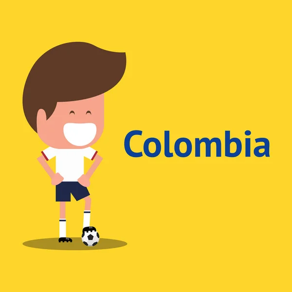 Kolumbiai labdarúgó játékos karakterrel. — Stock Vector
