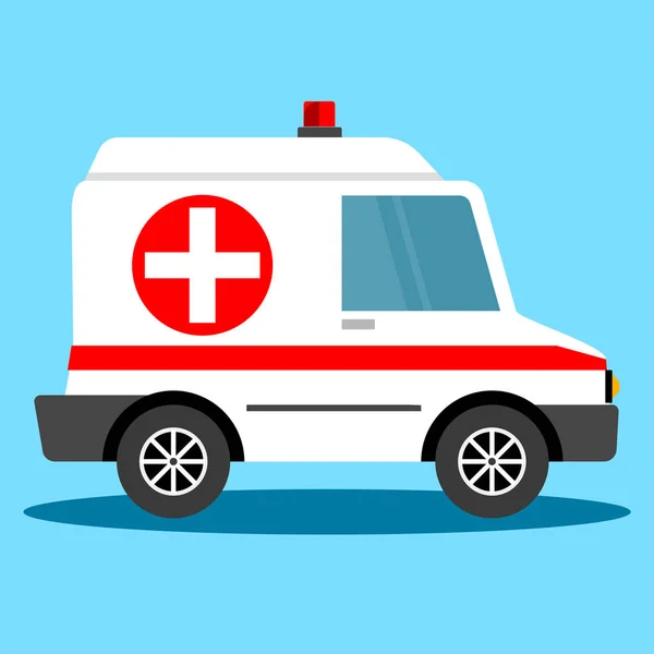 Vector illustratie ambulance auto. Ambulance auto paramedicus noodsituaties. Ambulance voertuig medische evacuatie. — Stockvector