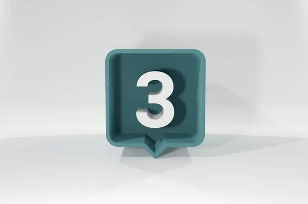 3 numara balon ikonu. Konuşma balonu 3D. Üç Numara. 3d illüstrasyon.
