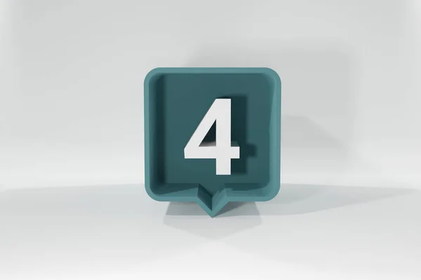 4 numara balon ikonu. Konuşma balonu 3D. Dört Numara. 3d illüstrasyon.