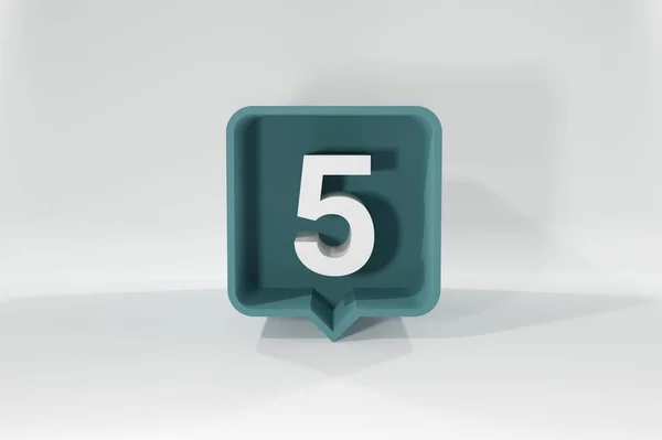 5 numara balon ikonu. Konuşma balonu 3D. Beş Numara. 3d illüstrasyon.