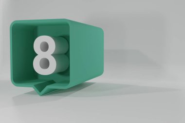 8 numara balon ikonu. Konuşma balonu 3D. Sekiz Numara. 3d illüstrasyon.