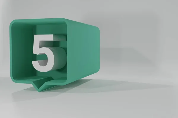 5 numara balon ikonu. Konuşma balonu 3D. Beş Numara. 3d illüstrasyon.