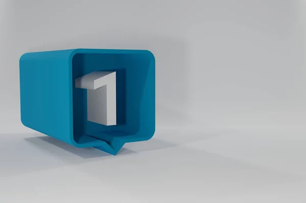 1 numara balon ikonu. Konuşma balonu 3D. Bir Numara. Numarası olan 3d illüstrasyon 3d tuşları. Üç boyutlu konuşma balonu. Bir Numara. İletişim konsepti. 3d hazırlayıcı