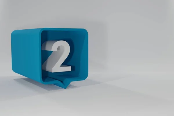 2 number balloon icon. Speech balloon 3d. Number Two. 3D illustration.3D buttons with numbers. Three-dimensional Speech Bubble. Number Two. Communication concept. 3D render