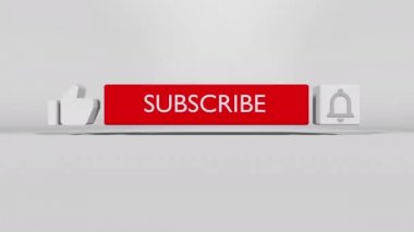 Fare Zil Düğmesine Tıklıyor ve Bildirimleri Açıyor. Youtube animasyonu. 3d