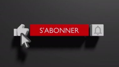Fare Zil Düğmesine Tıklıyor ve Bildirimleri Açıyor. Youtube animasyonu. Fransızca abone olun.