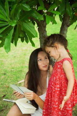 Anne ve kızı fotoğraflarına bakmaktan