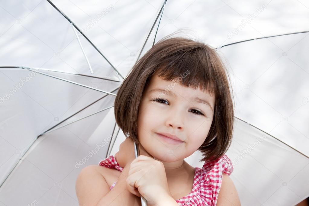 Asian girl under a umbrella
