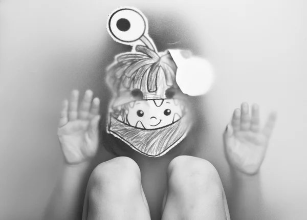 Girl in paper mask — Stock Photo, Image