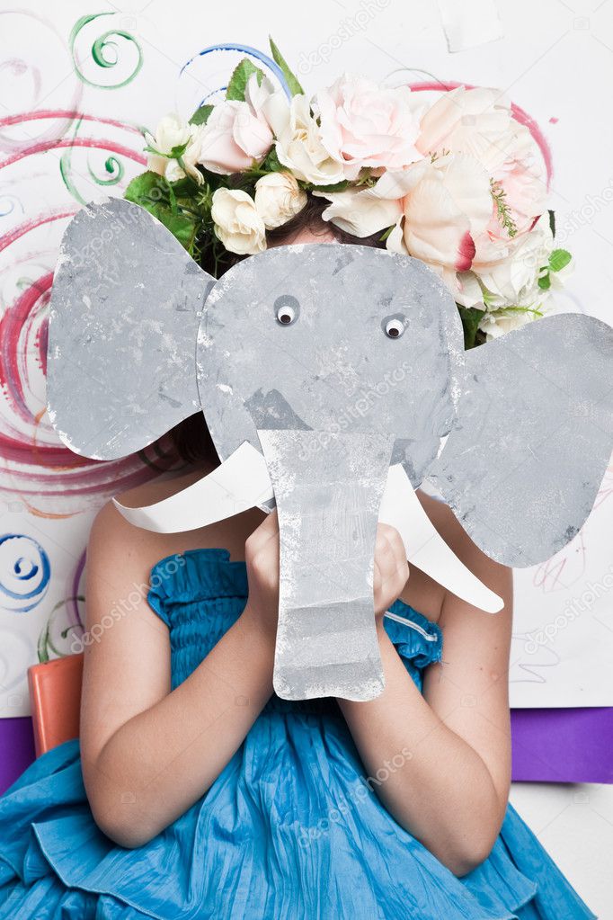 Girl with elephant mask